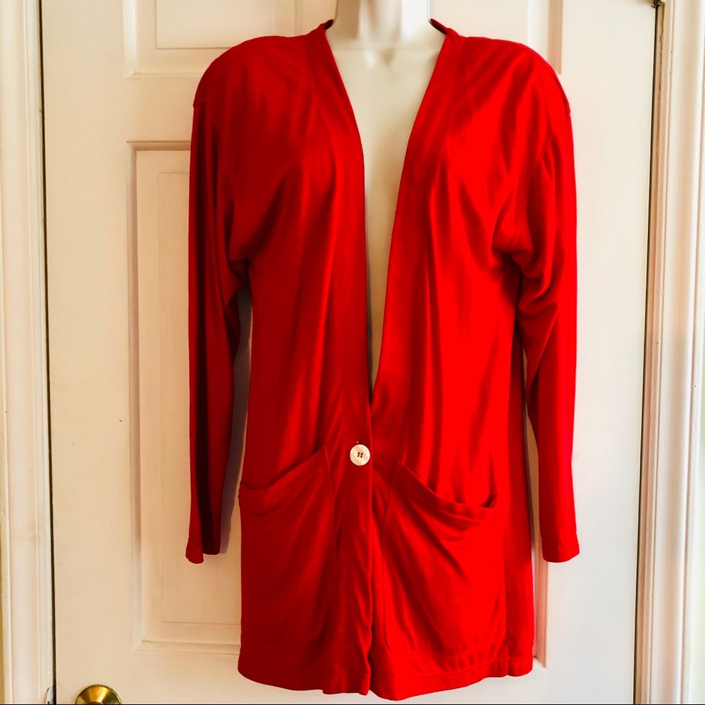CHRISTIAN DIOR RED  SOFT THIN JACKET W/POCKETS